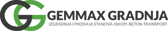 logo-gemax-gradnja-Visokogradnja, niskogradnja, transport, rušenje, iskopi, iznajmljivanje i prodaja građevinskih mašina, materijala i stanova.